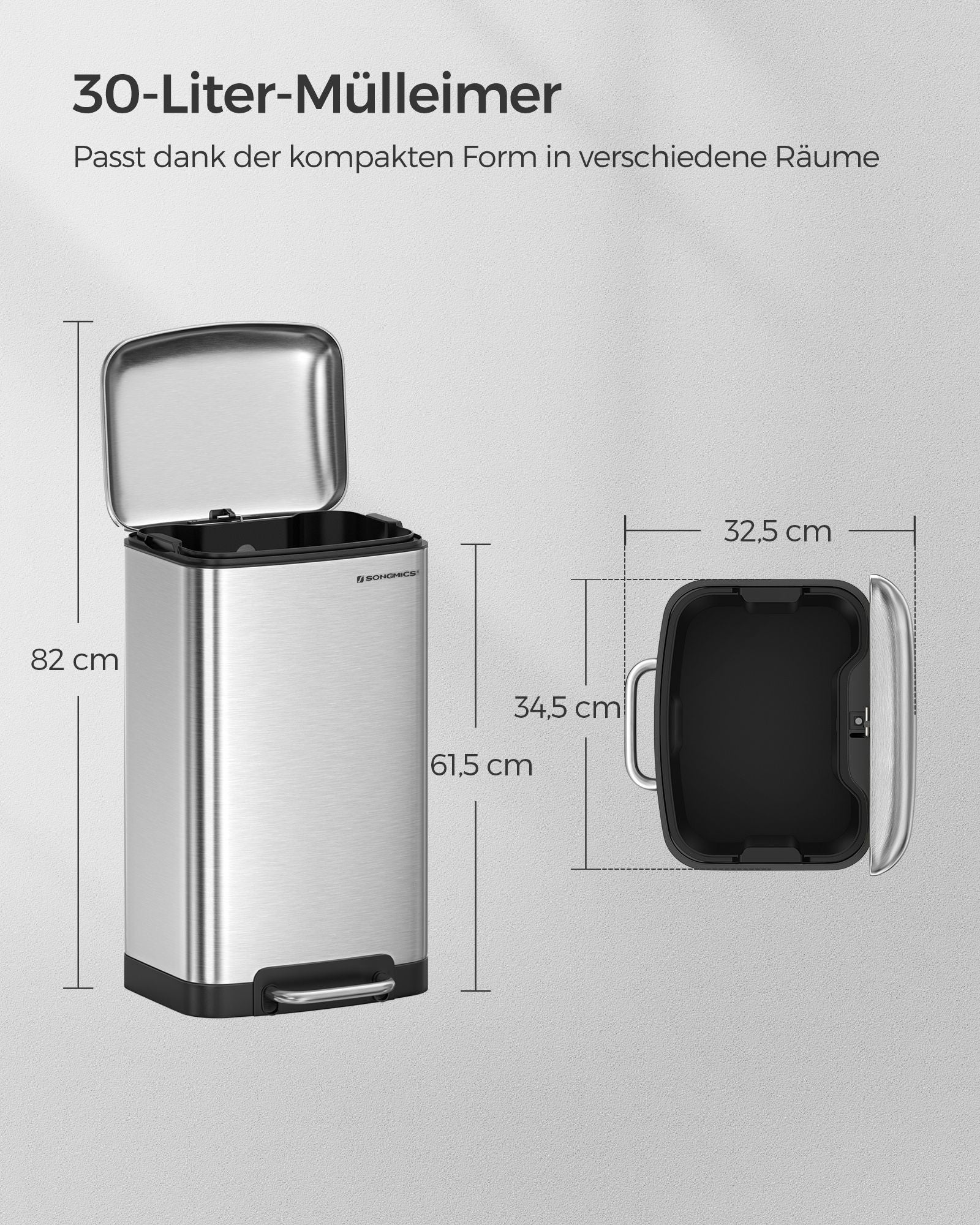 Müllbehälter - 30 Liter - Edelstahl