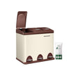 Müllbehälter-3 × 8 Liter-Deckel und innere Eimer-Crème-White & Braun