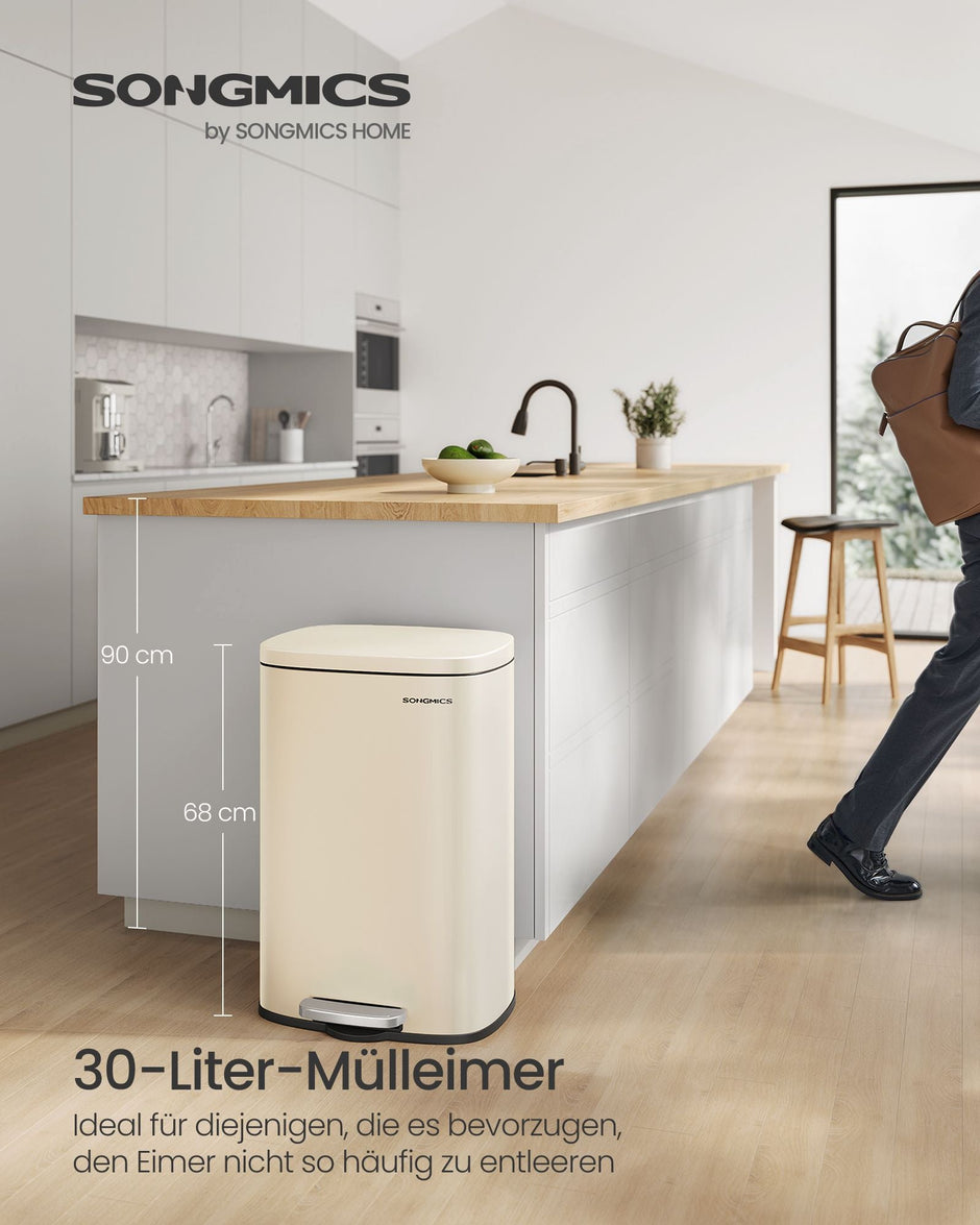 Müllbehälter - Pedalbehälter - 50 l - Edelstahl - Softclose - luftdicht - Kunststoff -Innenschaufel