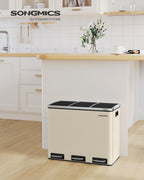 Abfalltrennsystem - 3 Kompartimente - 3 × 18 l - mit einem Sand -Beige -Deckel