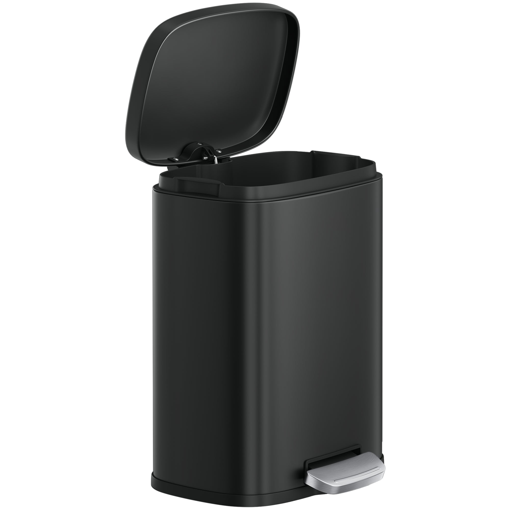 Pedaalemmer - 12 Liter - Soft-Close Deksel - Staal - Zwart