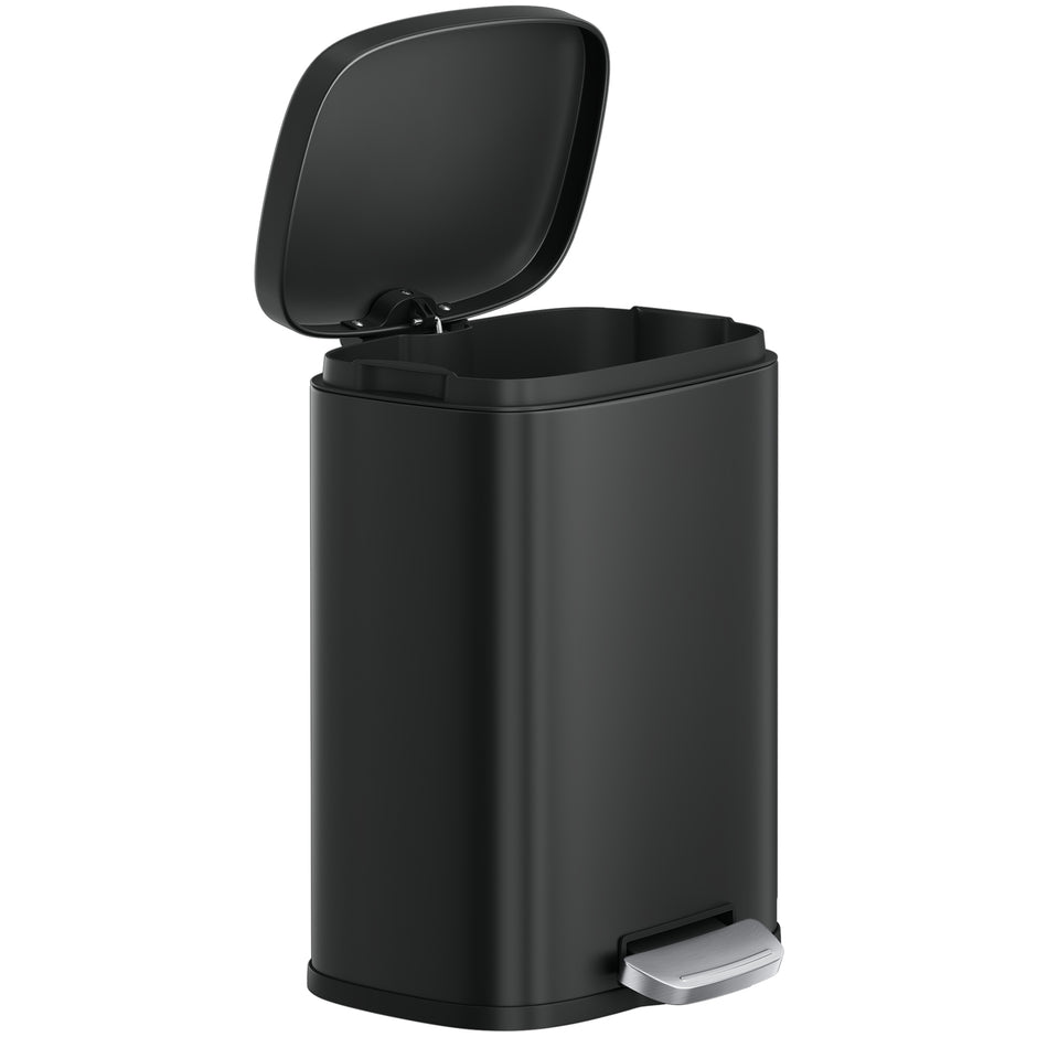 Pedaalemmer - 12 Liter - Soft-Close Deksel - Staal - Zwart