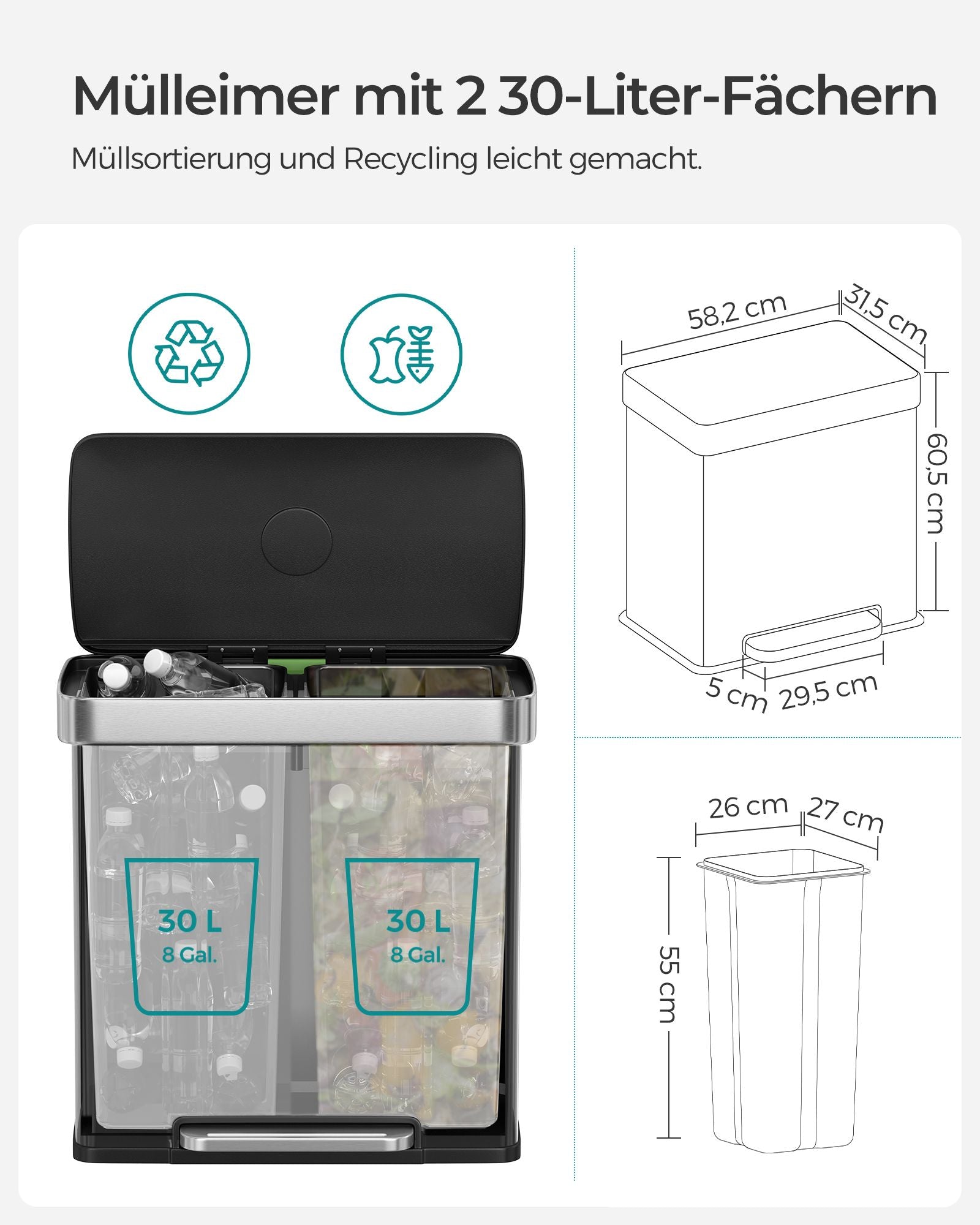 Küche Prullen Bin - mit weicher Schließdeckel