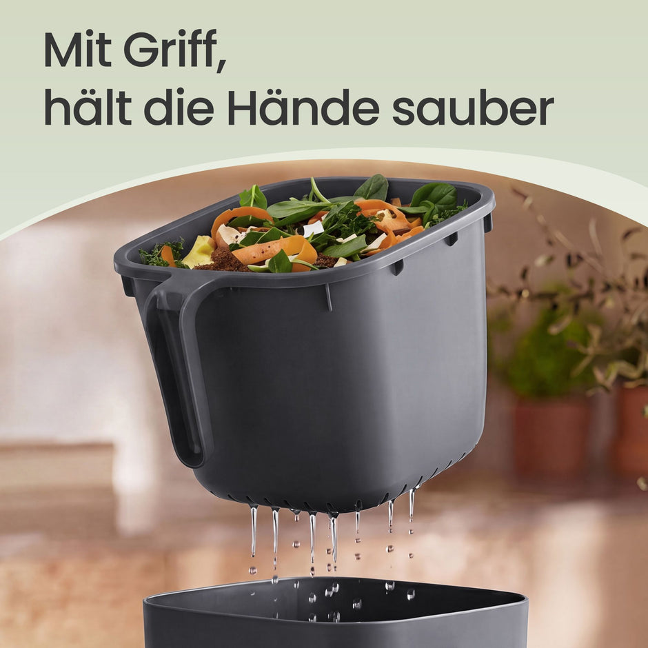 Gft-emmer - Geurdicht met Deksel en Handgreep - Grijs - 21 x 20 x 19,5 cm