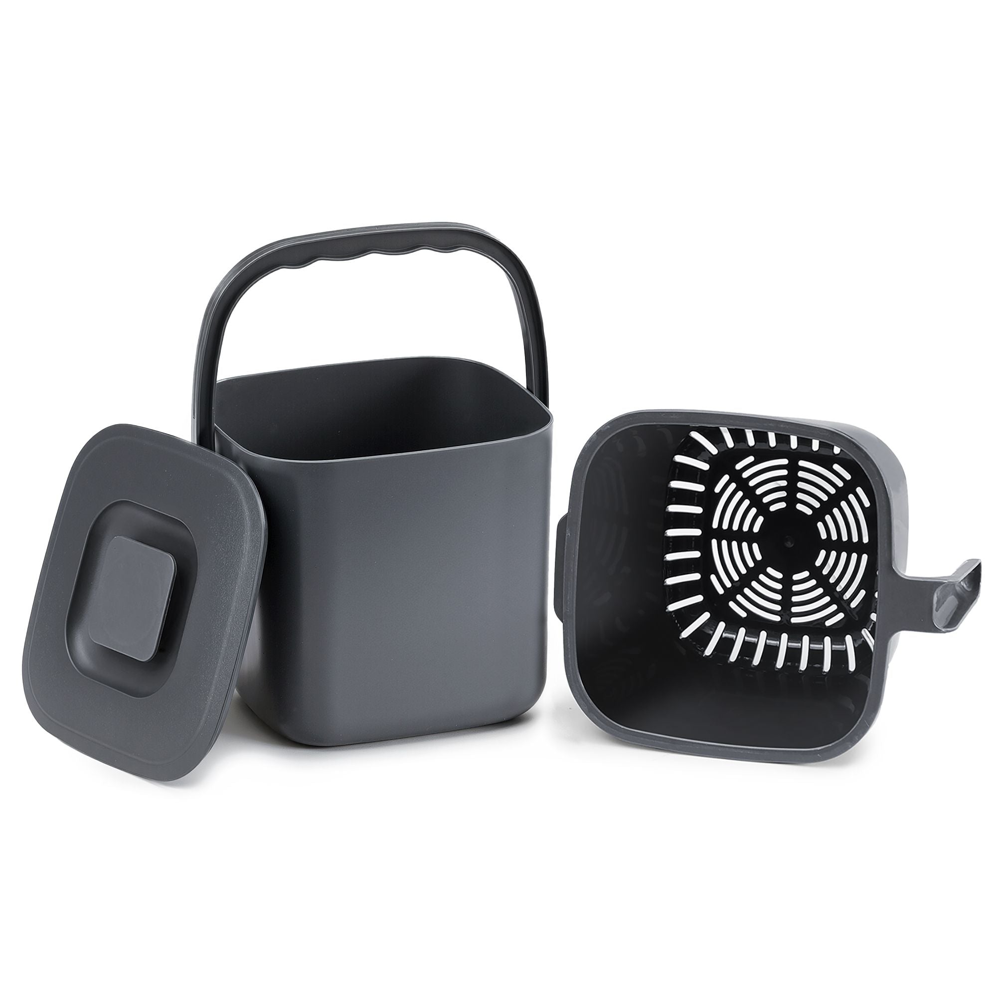 Gft-emmer - Geurdicht met Deksel en Handgreep - Grijs - 24 x 20 x 19,5 cm