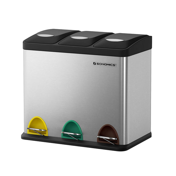 Abfallabteilung Bin-Pedal Bin-24 Liter-3-in-1-Silver