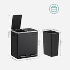 Abfallbehälter - Müllbehälter mit Abfalltrennung - 2 x 15 l - Softclose - Schwarz