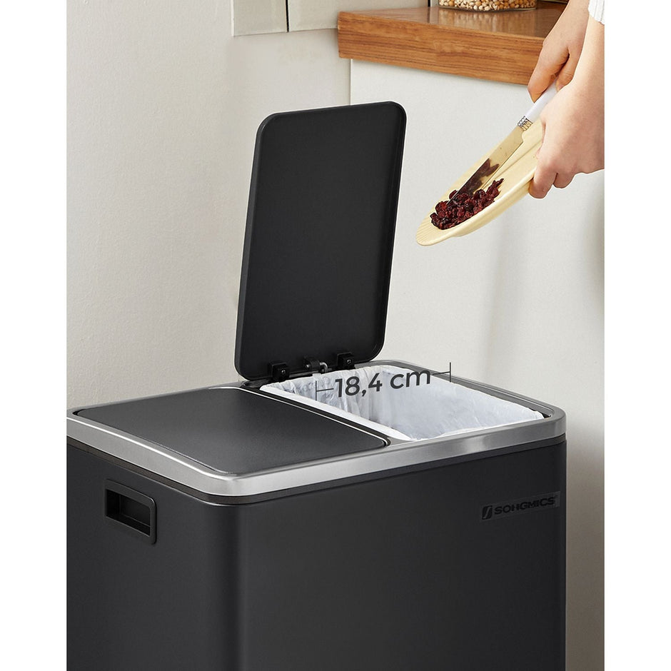 Abfallbehälter - Müllbehälter mit Abfalltrennung - 2 x 15 l - Softclose - Schwarz