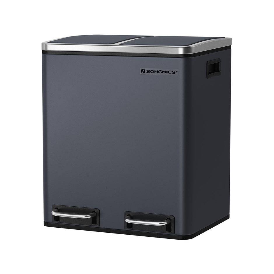 Abfallbehälter - Müllbehälter mit Abfalltrennung - 2 x 15 l - Softclose - Schwarz