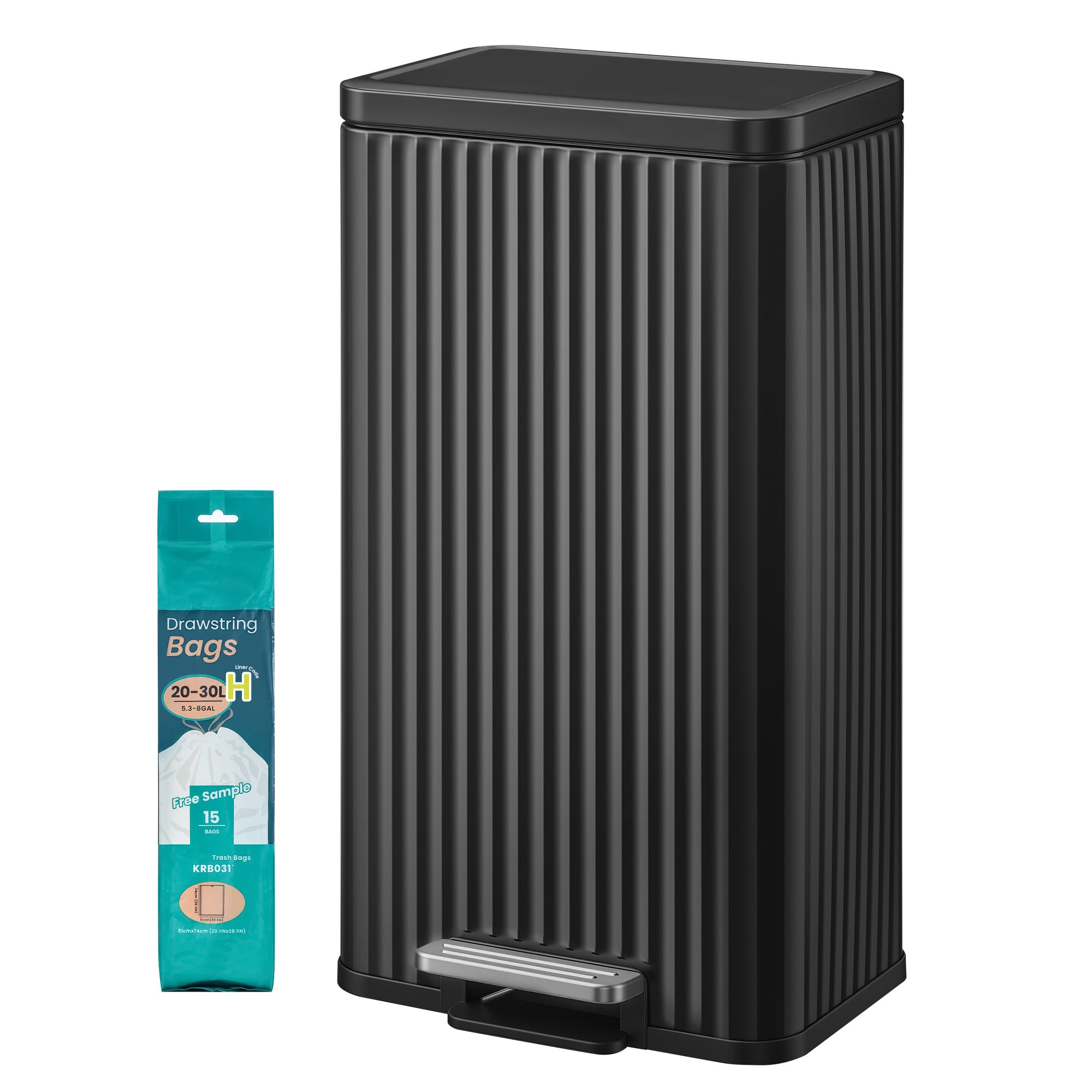 Pedaalemmer - Met Softclose-deksel en Uitneembare Binnenemmer - Zwart - 33,6 x 29,8 x 59,5 cm