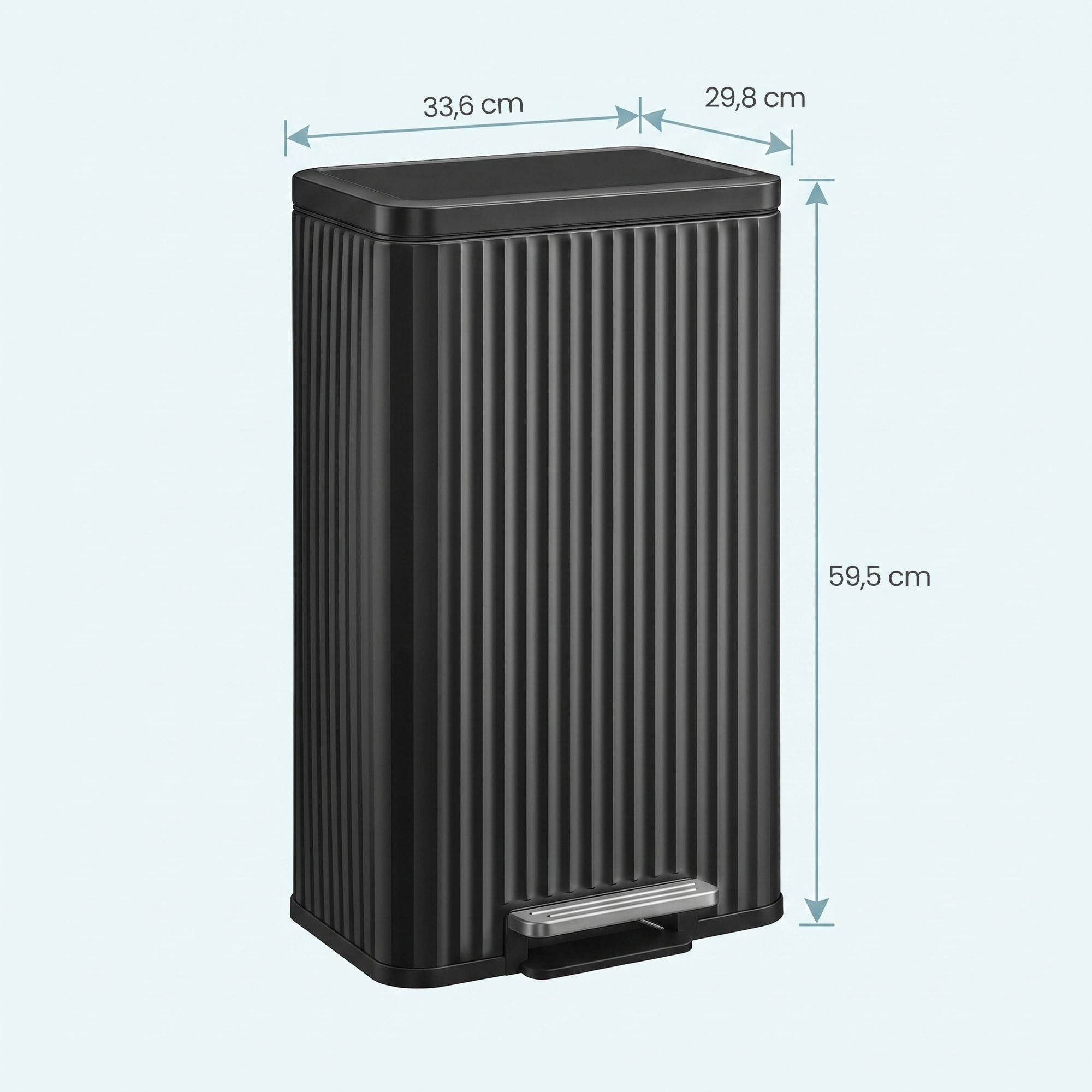 Pedaalemmer - Met Softclose-deksel en Uitneembare Binnenemmer - Zwart - 33,6 x 29,8 x 59,5 cm