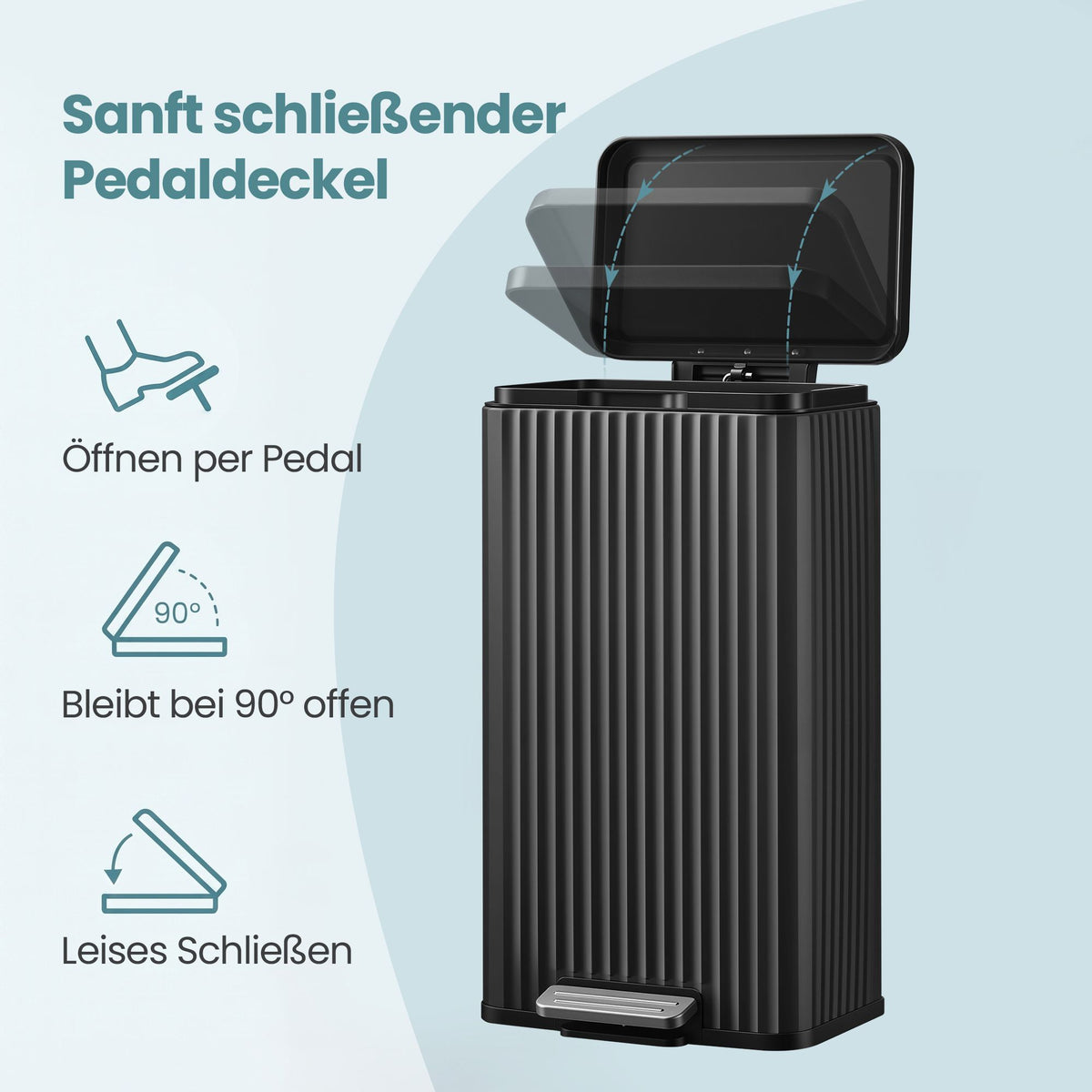 Pedaalemmer - Met Softclose-deksel en Uitneembare Binnenemmer - Zwart - 33,6 x 29,8 x 59,5 cm