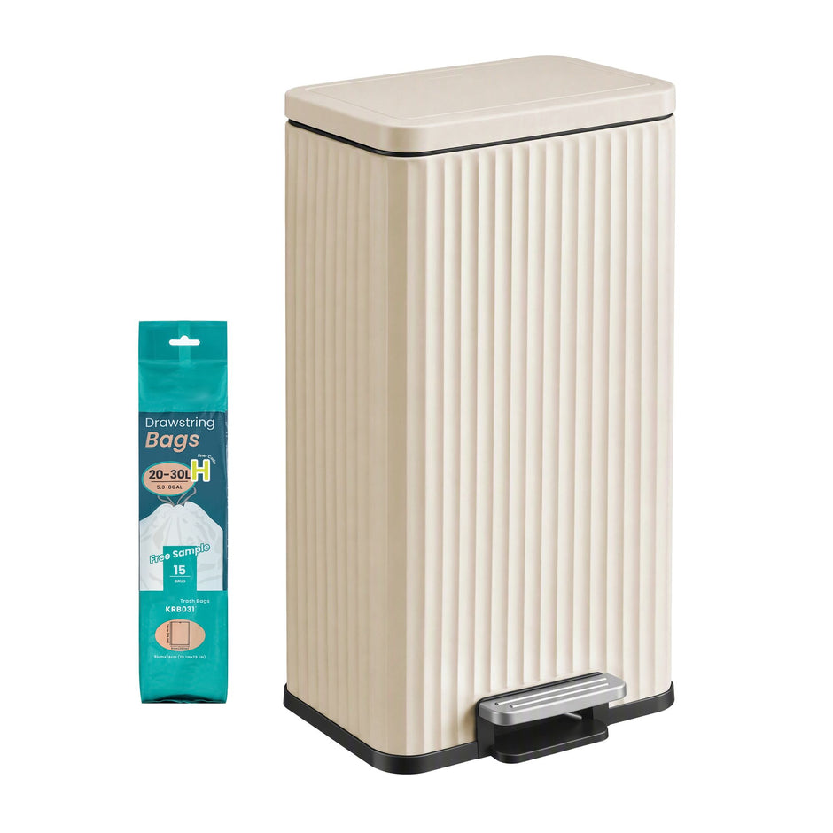 Pedaalemmer - Met Softclose-deksel en Uitneembare Binnenemmer - Beige - 33,6 x 29,8 x 59,5 cm