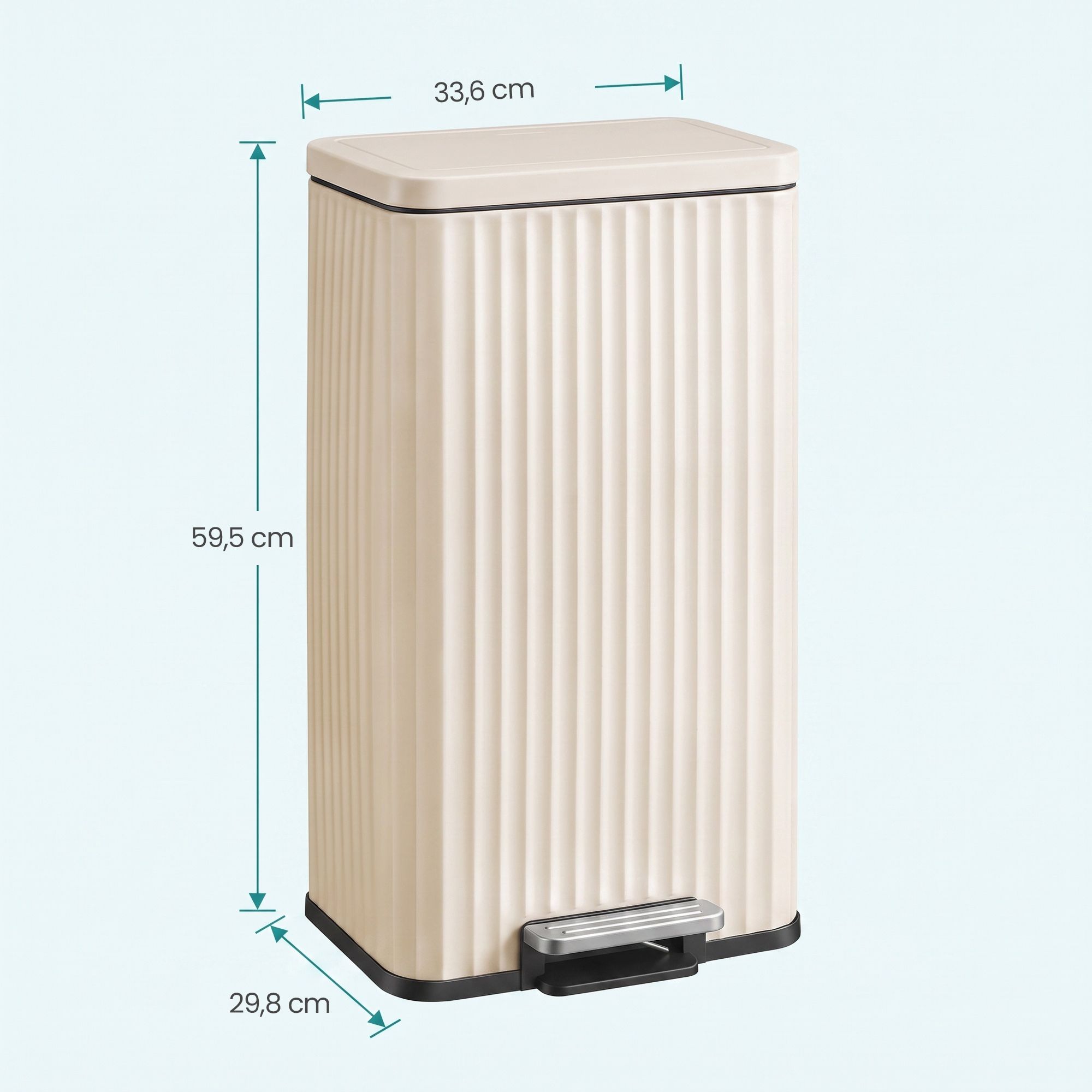 Pedaalemmer - Met Softclose-deksel en Uitneembare Binnenemmer - Beige - 33,6 x 29,8 x 59,5 cm