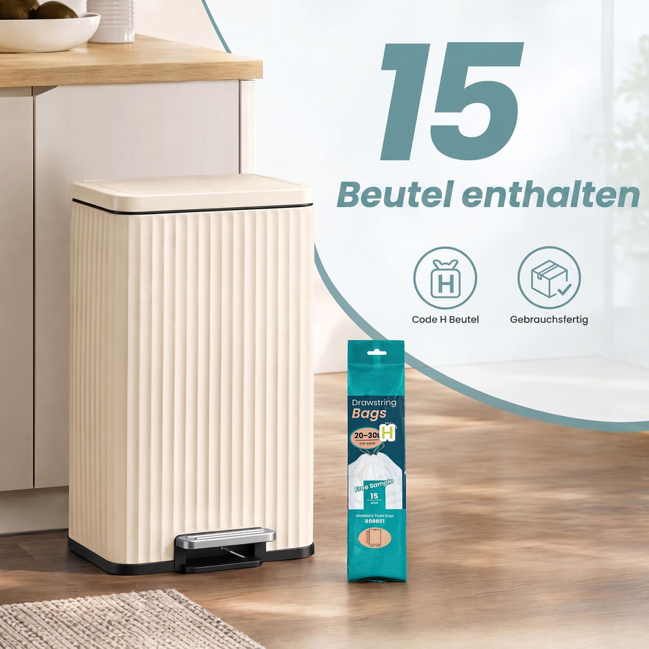 Pedaalemmer - Met Softclose-deksel en Uitneembare Binnenemmer - Beige - 33,6 x 29,8 x 59,5 cm