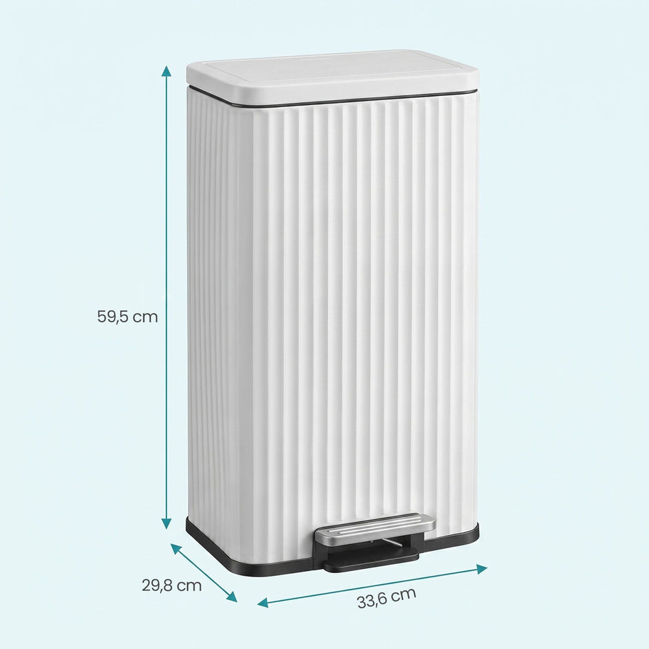 Pedaalemmer - Met Softclose-deksel en Uitneembare Binnenemmer - Wit - 33,6 x 29,8 x 59,5 cm