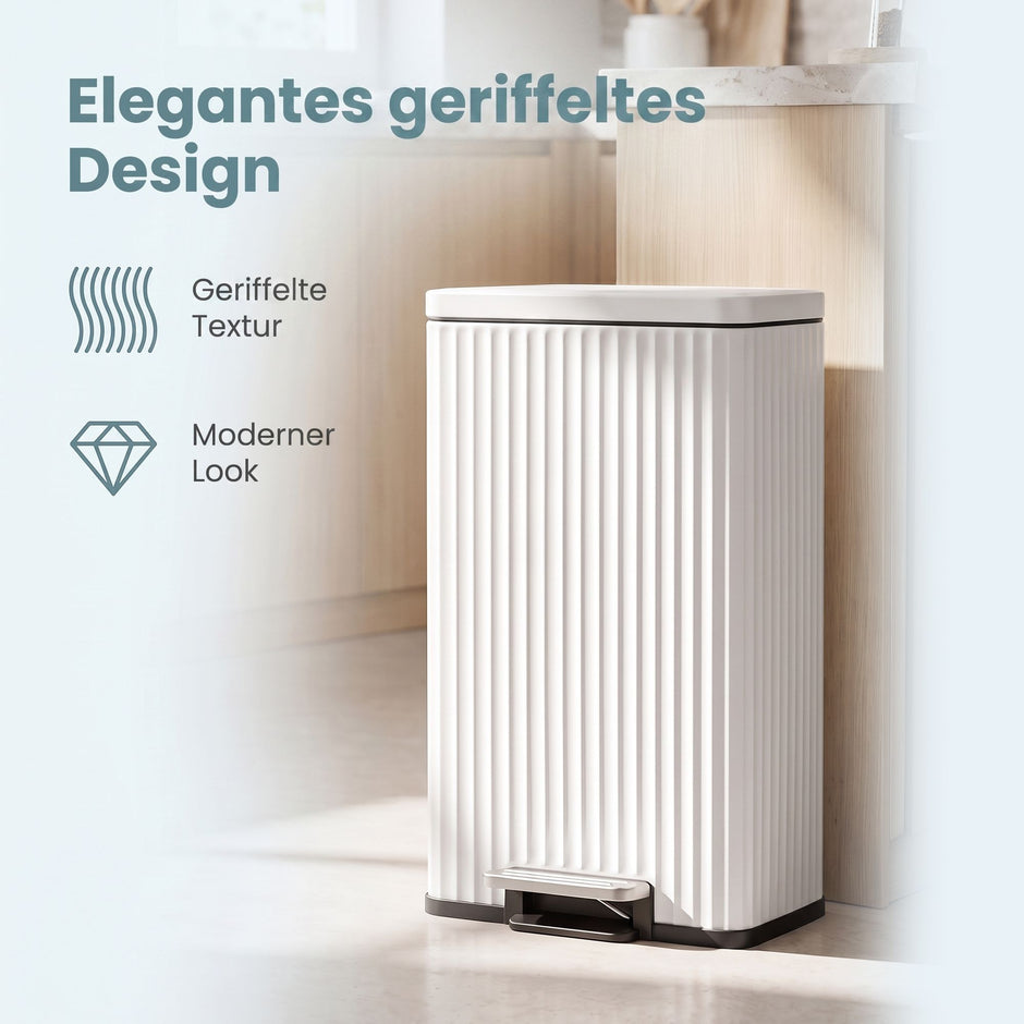 Pedaalemmer - Met Softclose-deksel en Uitneembare Binnenemmer - Wit - 33,6 x 29,8 x 59,5 cm