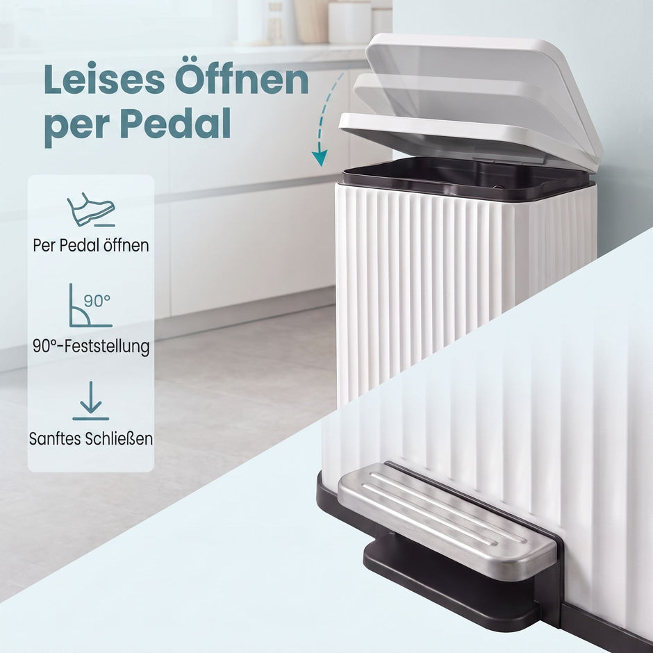 Pedaalemmer - Met Softclose-deksel en Uitneembare Binnenemmer - Wit - 33,6 x 29,8 x 59,5 cm