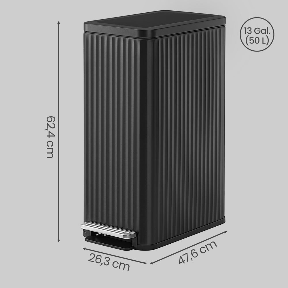 Pedaalemmer - 50 Liter - Soft-Close Deksel - Staal - Zwart