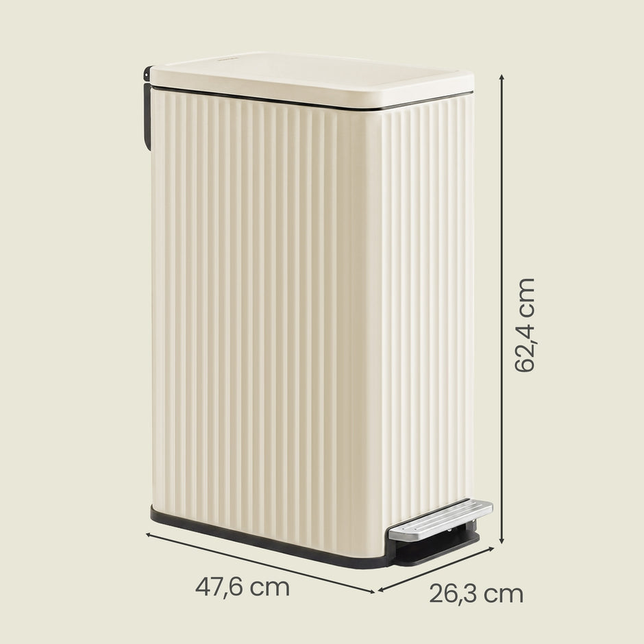 Pedaalemmer - 50 Liter - Soft-Close Deksel - Staal - Crème
