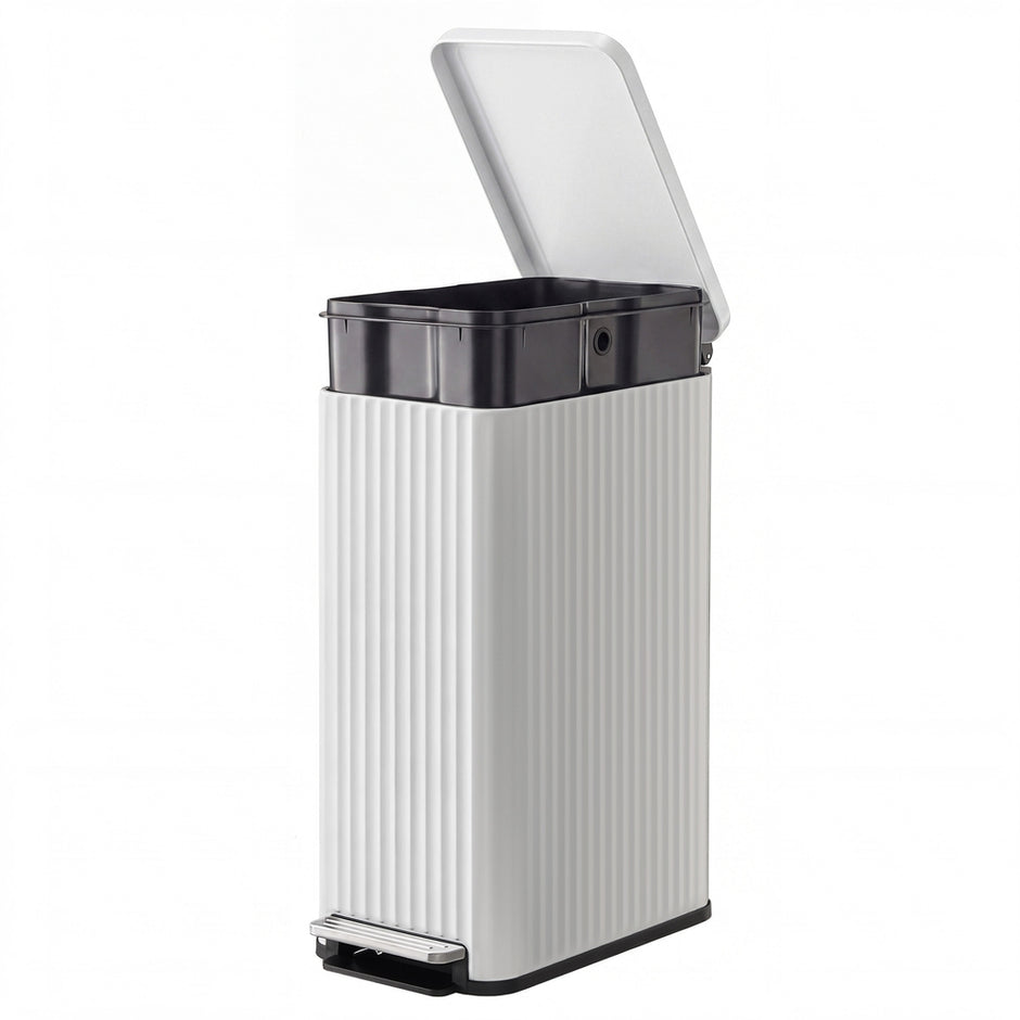 Pedaalemmer - 50 Liter - Soft-Close Deksel - Staal - Wit