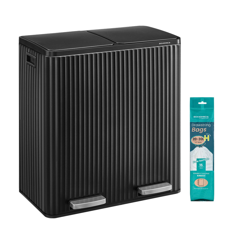 Afvalscheidingssysteem – 2 x 30 L – Staal – Soft-Close Deksel – Zwart