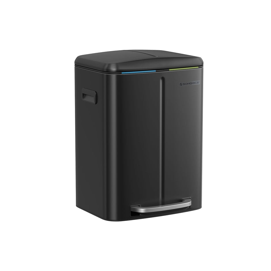 Abfallbehälter - 2 Fächer - 2 x 20 l - Metall mit Pedal - 40 l - Weiß