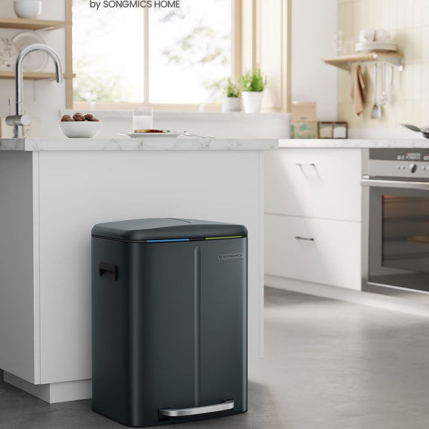 Küche Prullen Bin - 2 × 20 l - mit weicher Schließdeckel - grünes Grau