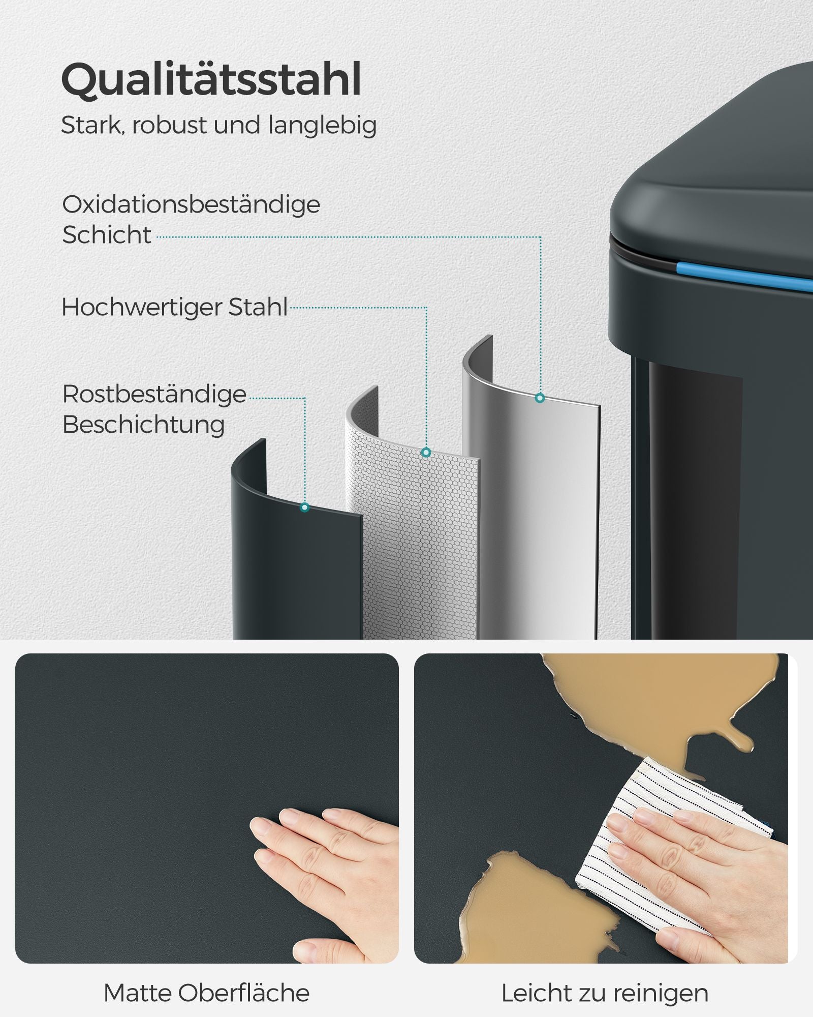 Küche Prullen Bin - 2 × 20 l - mit weicher Schließdeckel - grünes Grau