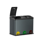 Abfallbehälter - Küche Prullen -Behälter mit Pedal - 45 l (3 x 15 l) - Edelstahl - Silber/Schwarz