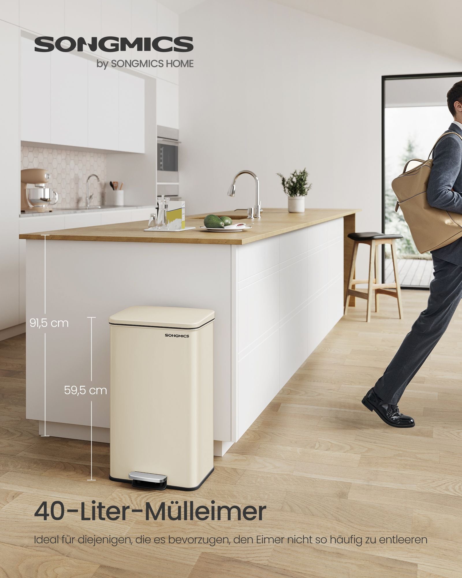 Küche Prullen Box mit Deckel 40 Liter Sand Beige