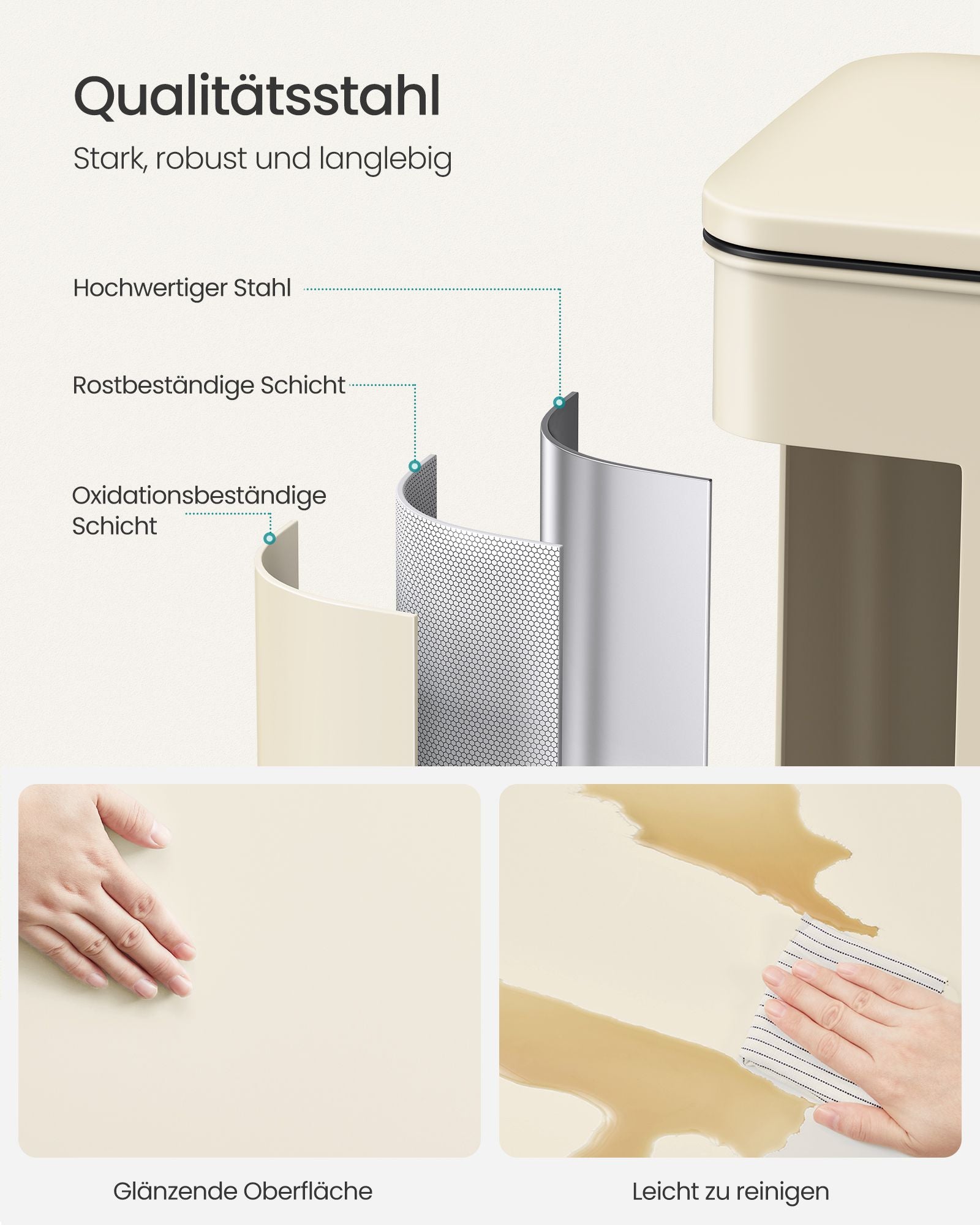 Küche Prullen Box mit Deckel 40 Liter Sand Beige