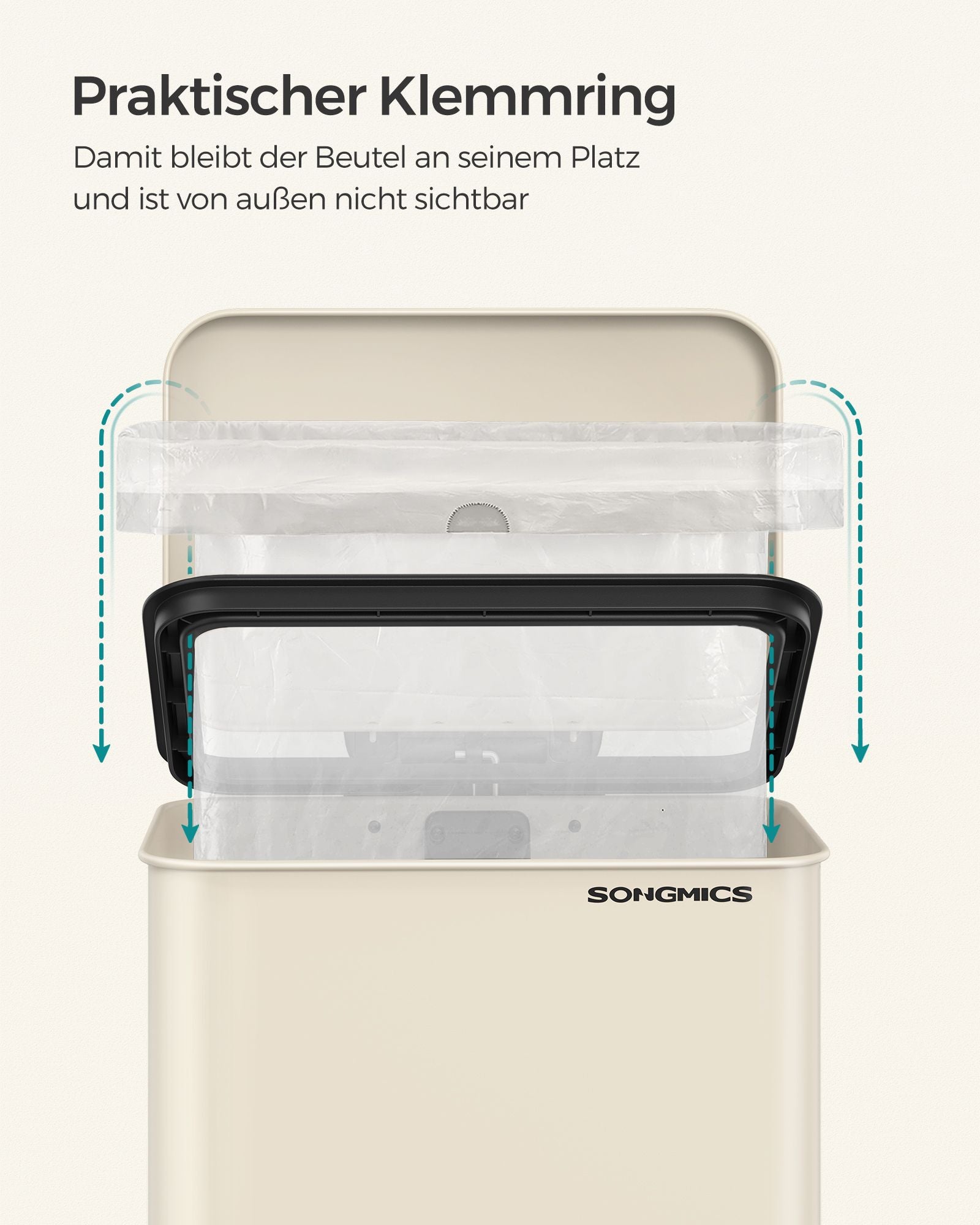 Küche Prullen Box mit Deckel 40 Liter Sand Beige