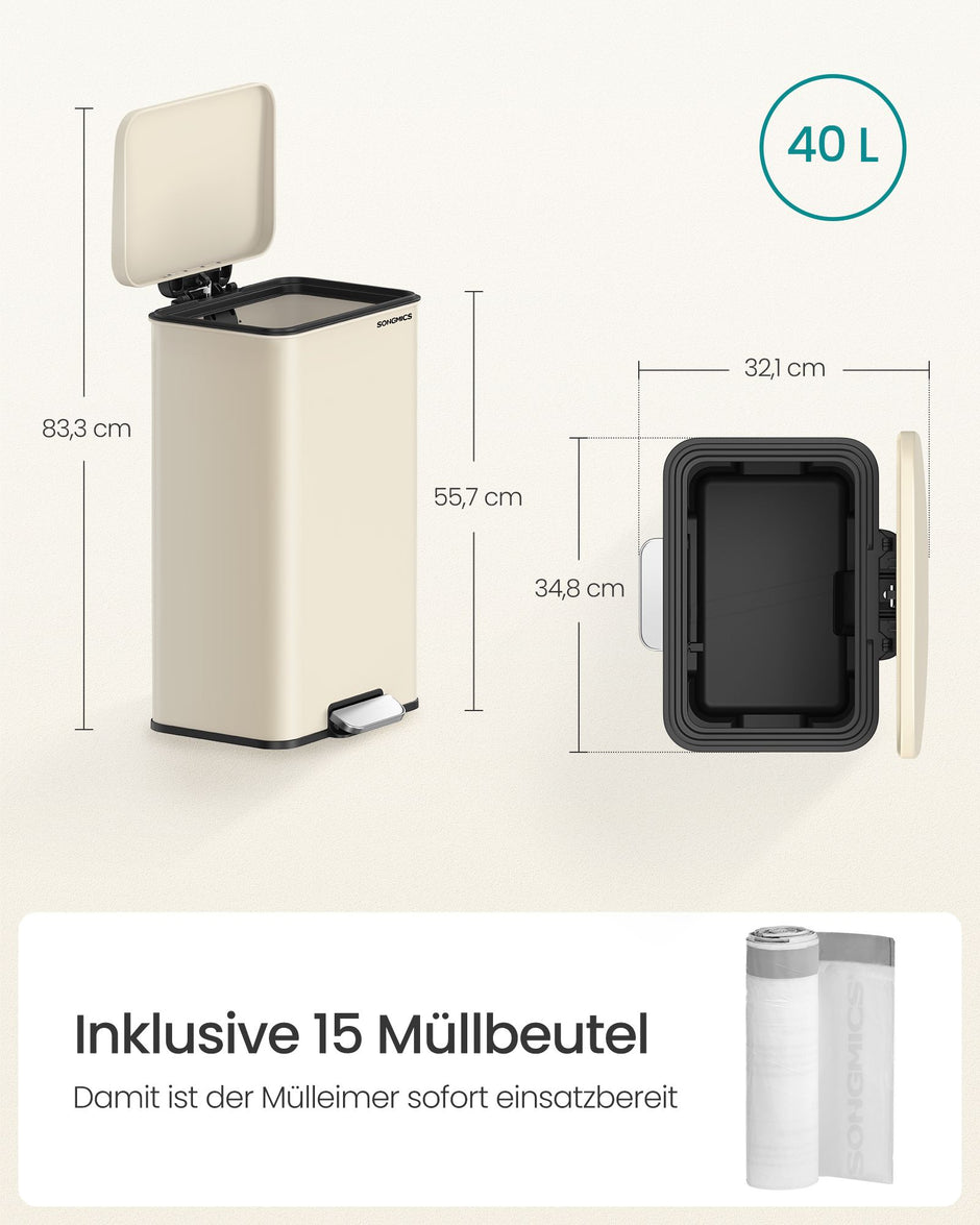 Küche Prullen Box mit Deckel 40 Liter Sand Beige