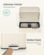 Küche Prullen Box mit Deckel 40 Liter Sand Beige