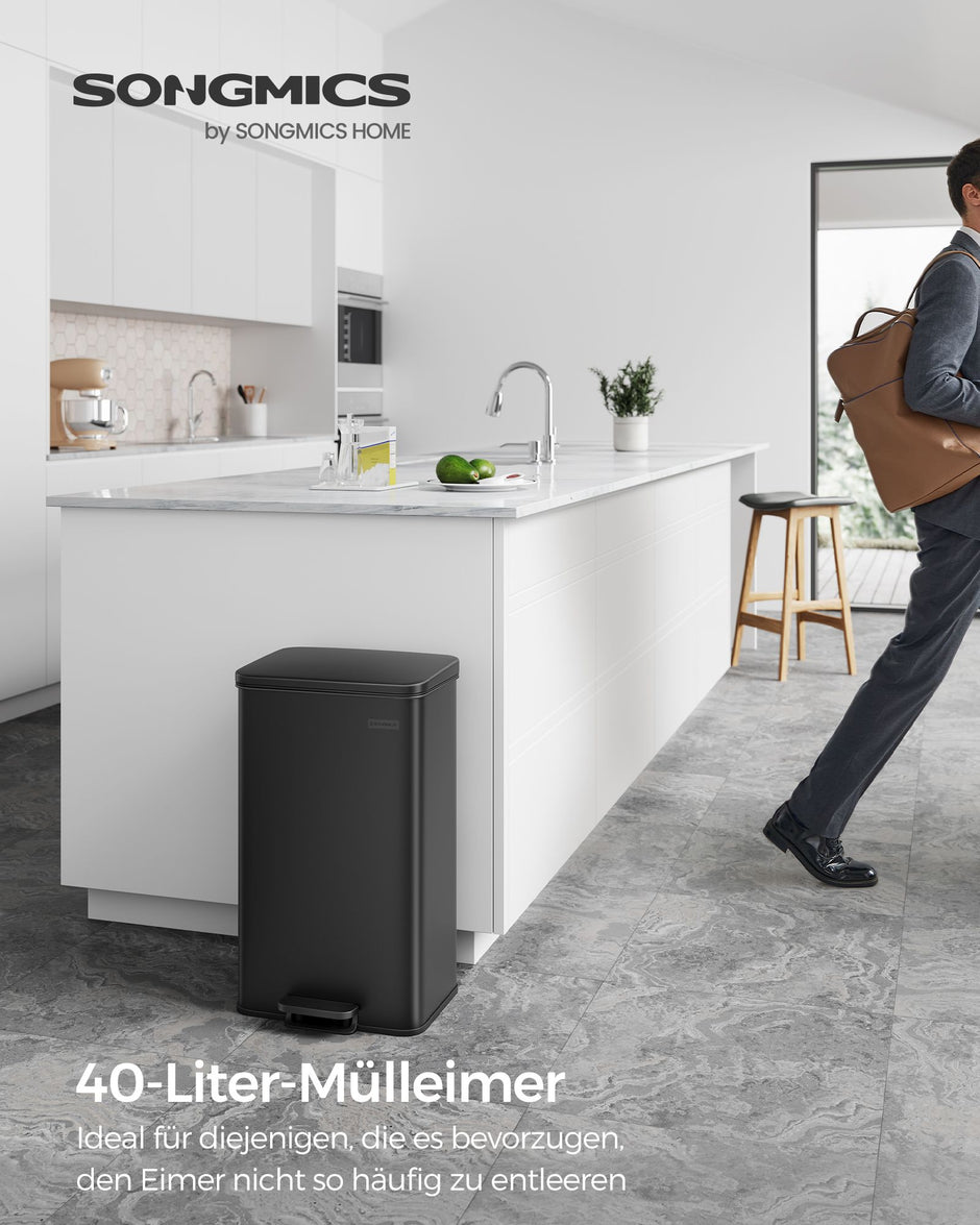 Küche Prullen Bin - 40 Liter - Pedal Grenbak - Schwarz