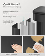 Küche Prullen Bin - 40 Liter - Pedal Grenbak - Schwarz