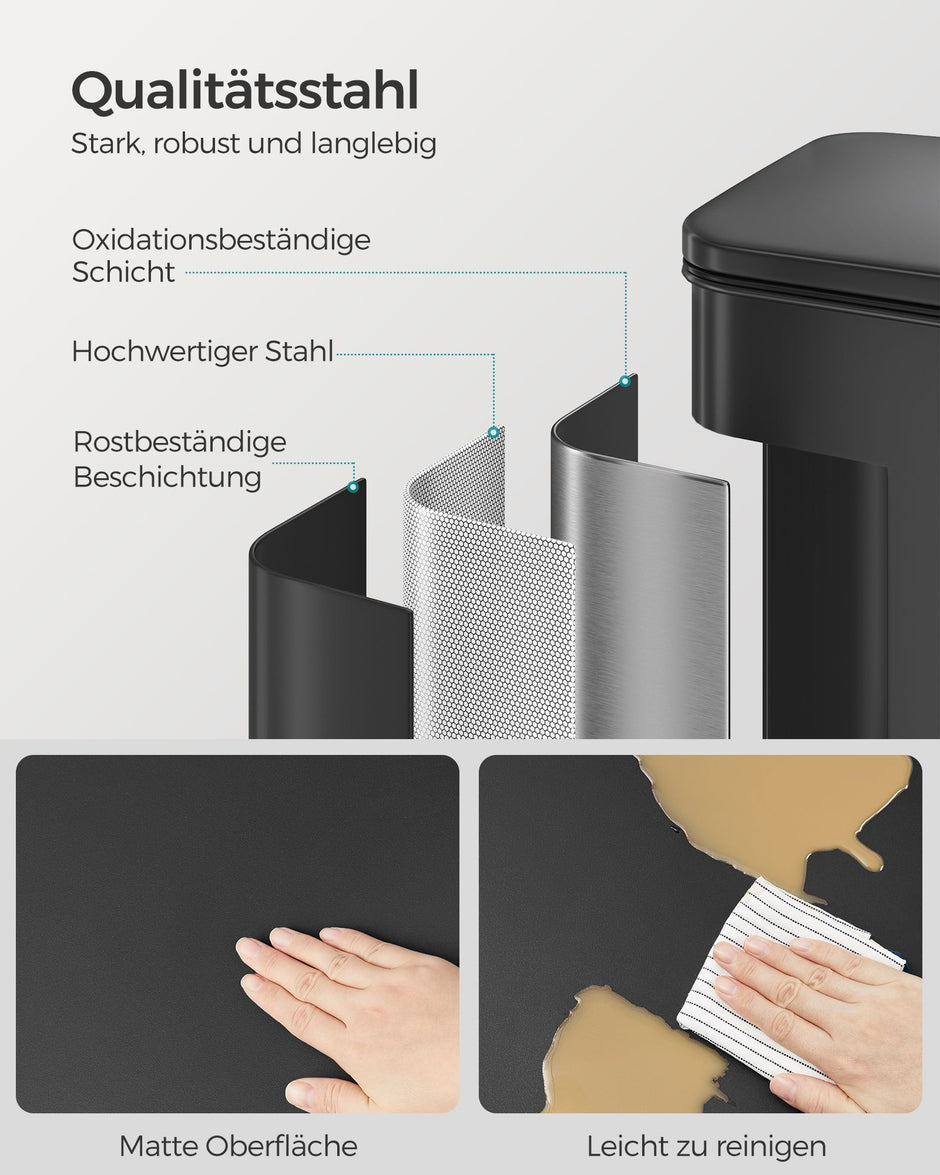 Küche Prullen Bin - 40 Liter - Pedal Grenbak - Schwarz