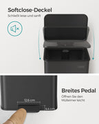 Küche Prullen Bin - 40 Liter - Pedal Grenbak - Schwarz