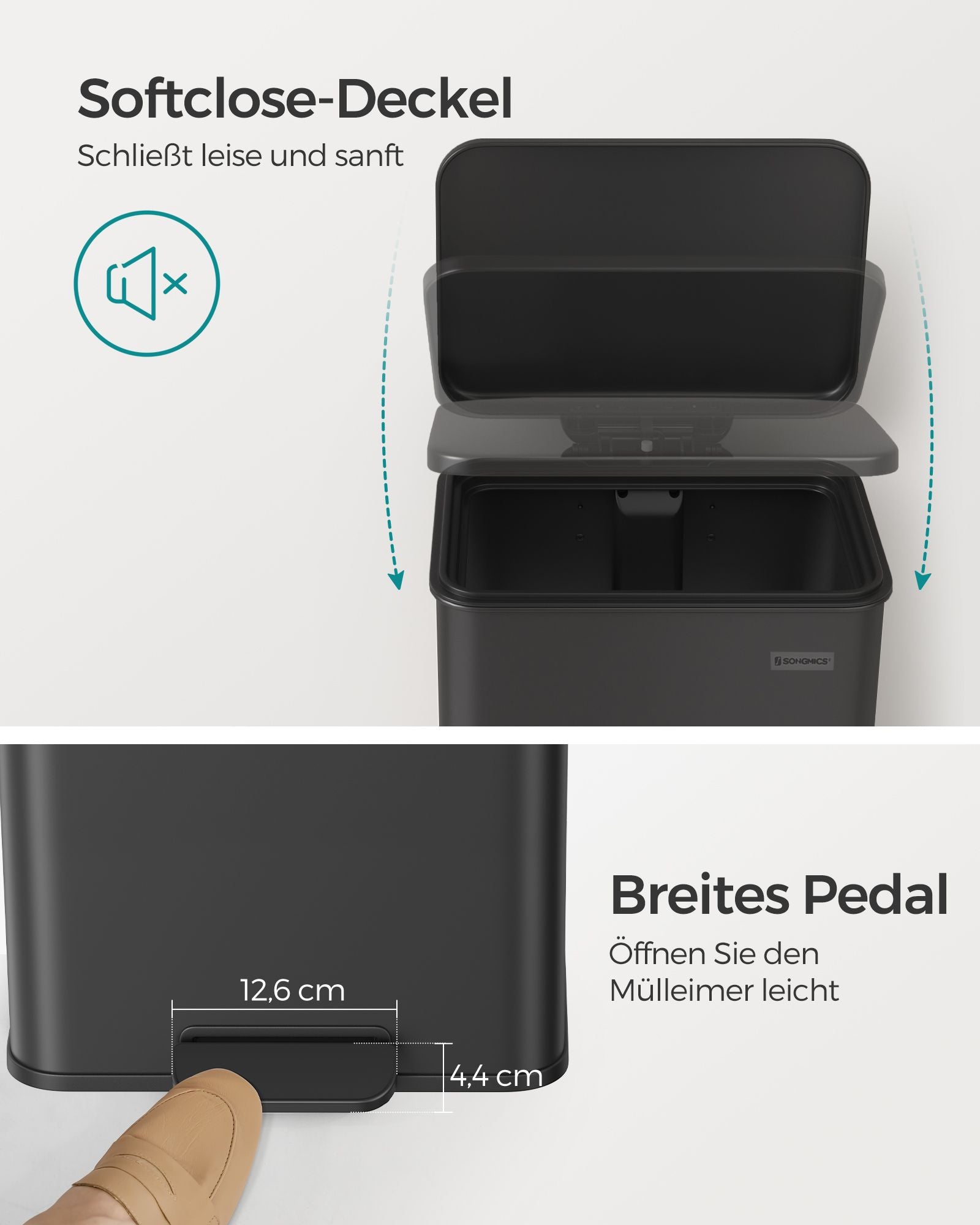 Küche Prullen Bin - 40 Liter - Pedal Grenbak - Schwarz