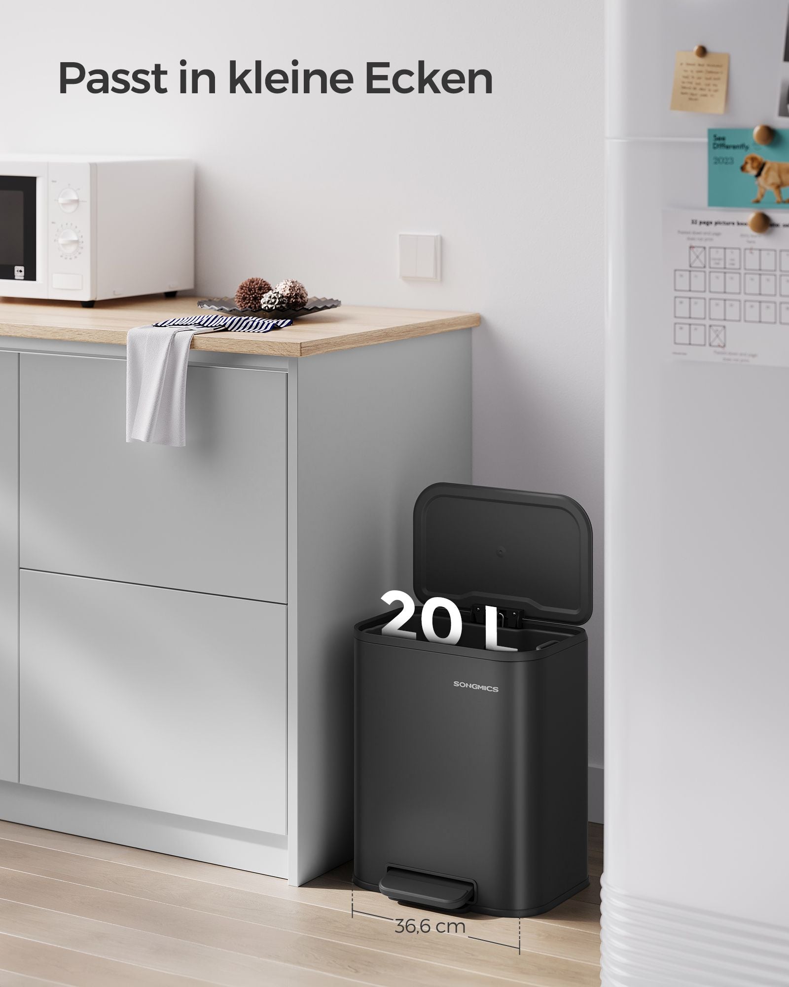 Müllbehälter 20 Liter mit Tintenschwarzdeckel