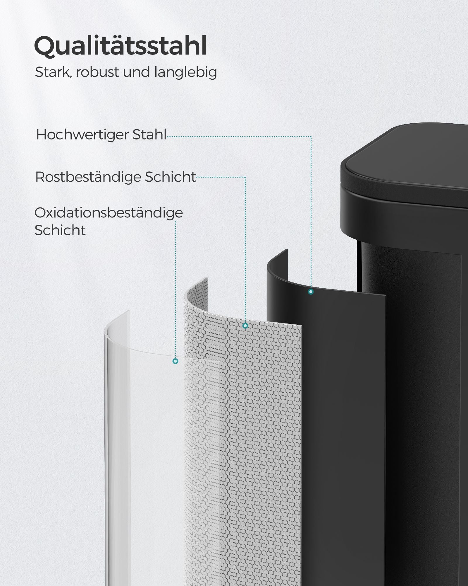 Müllbehälter 20 Liter mit Tintenschwarzdeckel