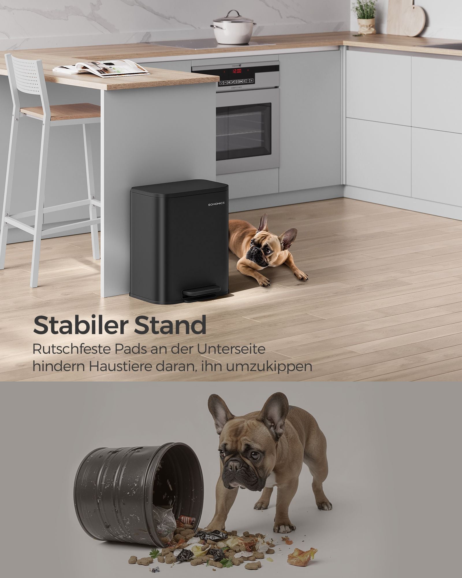 Müllbehälter 20 Liter mit Tintenschwarzdeckel