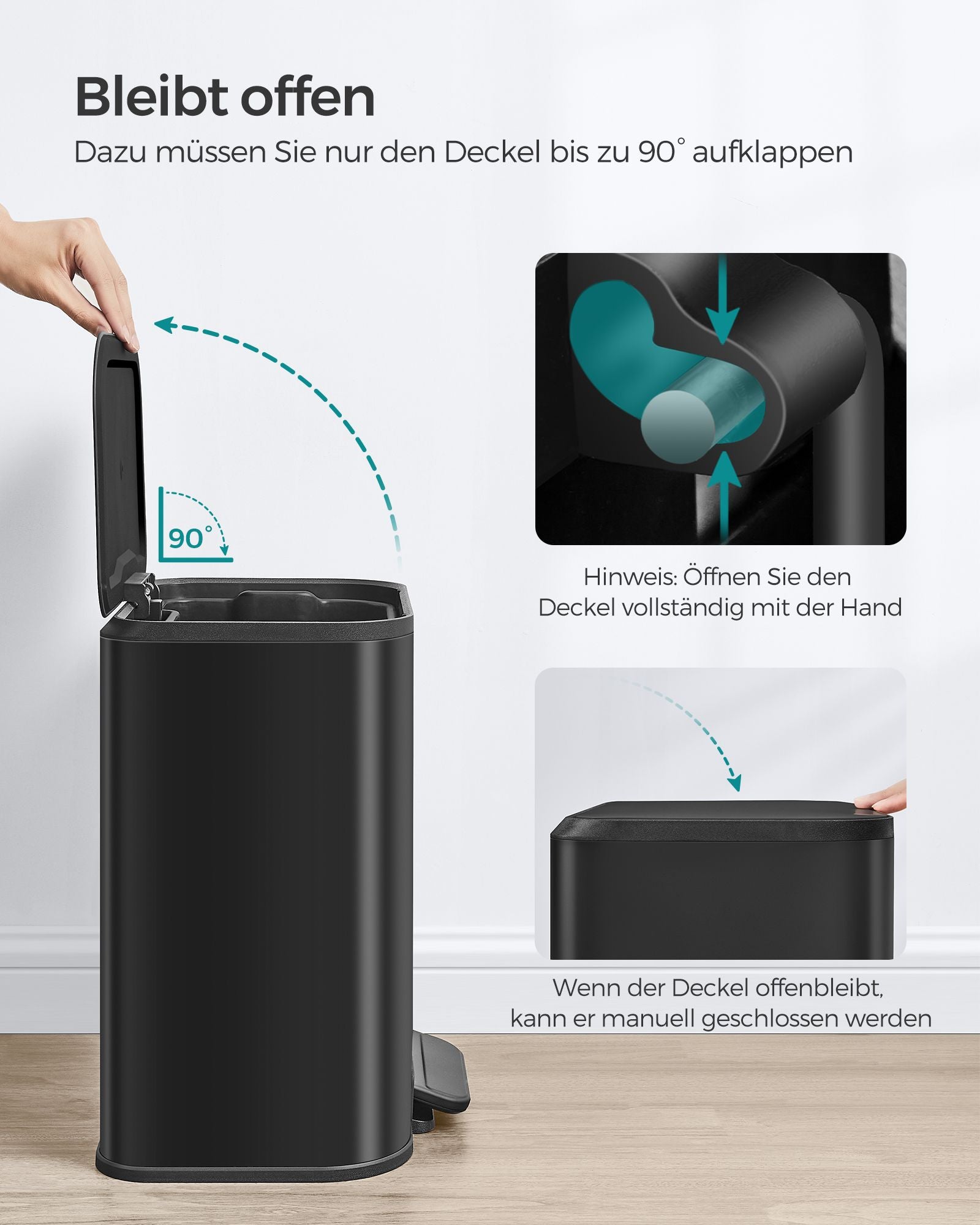 Müllbehälter 20 Liter mit Tintenschwarzdeckel