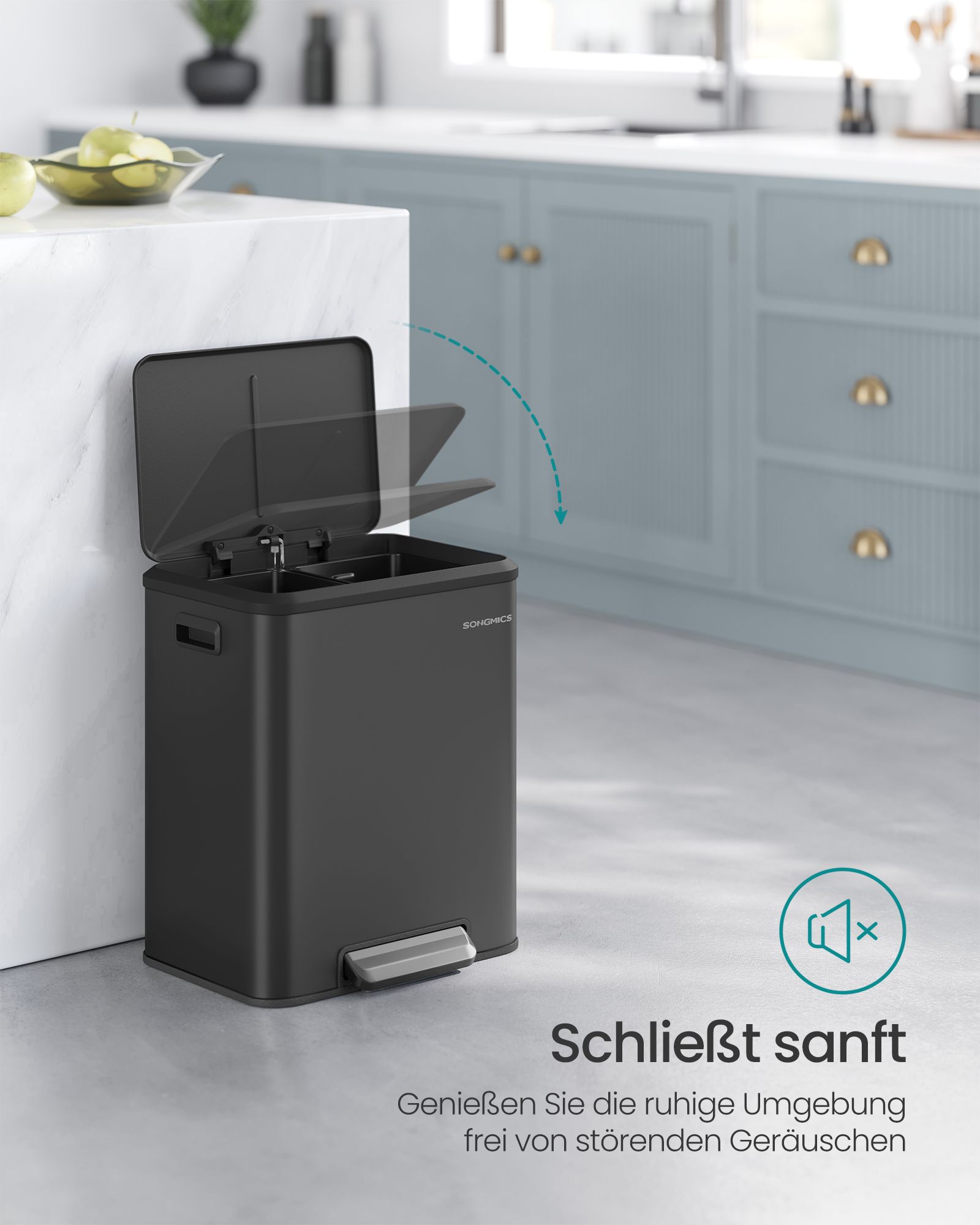 Abfalltrennsystem 2 x 15 l Tinte schwarz