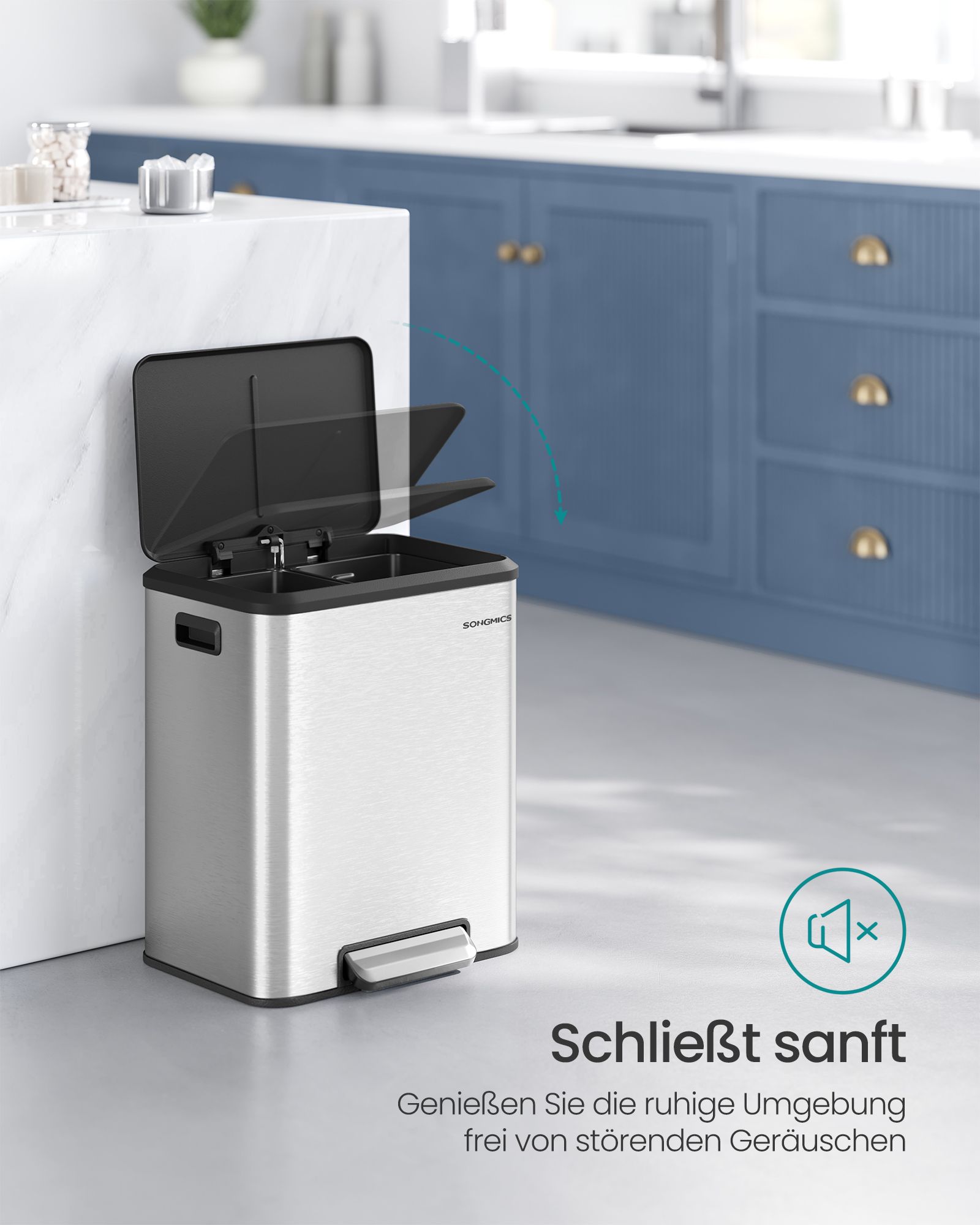 Küche Prullen -Bin Metallic Silber