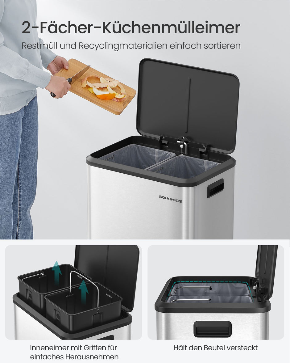 Küche Prullen -Bin Metallic Silber