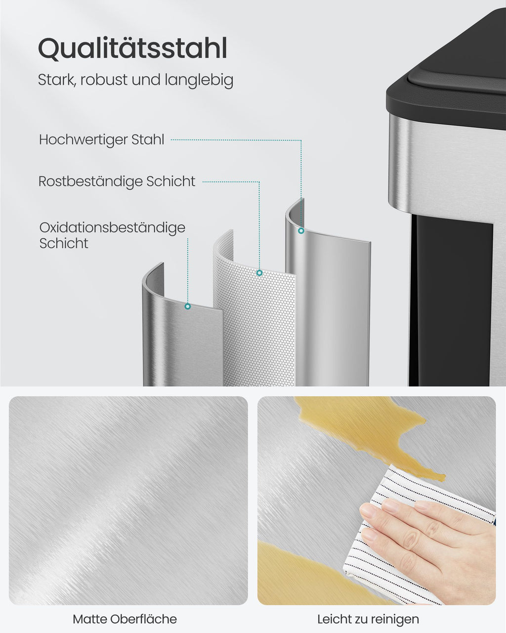 Küche Prullen -Bin Metallic Silber