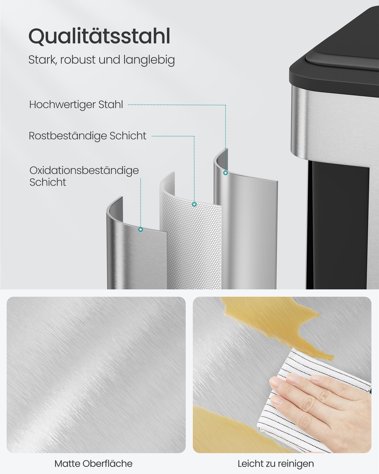 Küche Prullen -Bin Metallic Silber