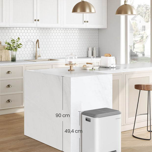 Abfalltrennsystem 2 Kompartimente für Recycling und Restabfälle, Wolkwit